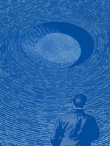 A man in a trench coat gazes at the interior of an enormous blue hole filled with code, bits, a retro-futuristic poster art style illustration.    3346166658::1 2946640801::1 1570386065::1 849940234::1 1141437528::1 1963309998::4 3751078324::1 rofile txkxy57::1 r4vd5m3::2 6z7uqcy::1 --sw 500