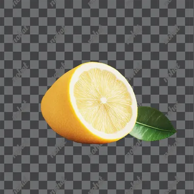 lemon with leaf, realistic, photo like, white background