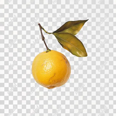 lemon with leaf, realistic, photo like, white background