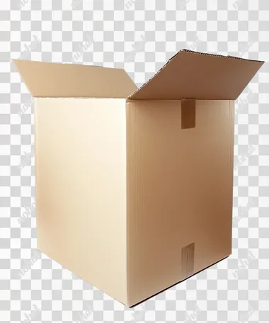 a big cardboard box, white background