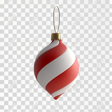 3D modeling design, c4d style, a very minimal, cartoon-shaped candy cane christmas ornament, simple shape, white and red colors, perfect details, matte, frosted glass, soft lines, artwork, pure white background, Icon design, oc renderer, gold Ornament topper