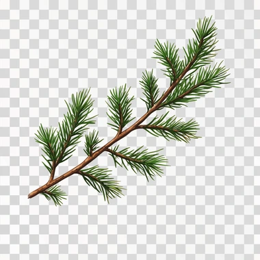 Christmas tree branch isoilated on white background with hollows
