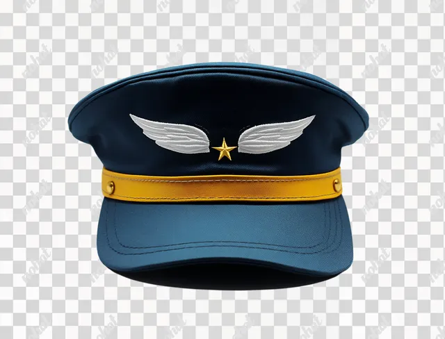 Professional Pilot's Hat with Gold Wings Emblem and Stylish Design