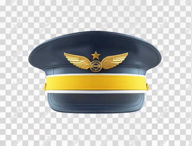 Professional Pilot's Hat with Emblem and Distinctive Design