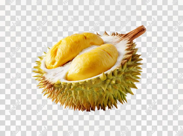PNG Hyper-Realistic Cut Open Durian on White Background