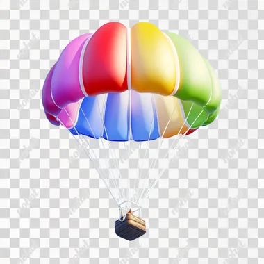 masterpiece, best quality, parachute, airdrop, simple background, 3d