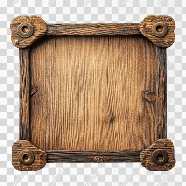 retro style wooden lable frame , white background