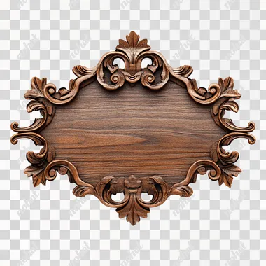retro style wooden lable frame , white background