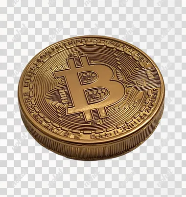 3D Bitcoin coin on a white background, high resolution, high quality, in the style of clipart style.