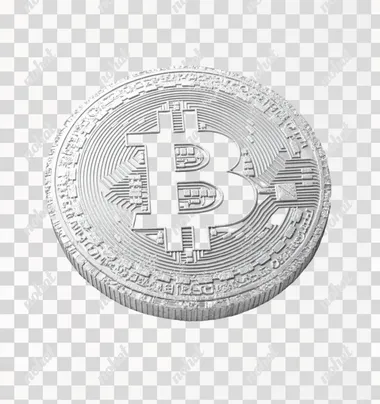 3D Bitcoin coin on a white background, high resolution, high quality, in the style of clipart style.