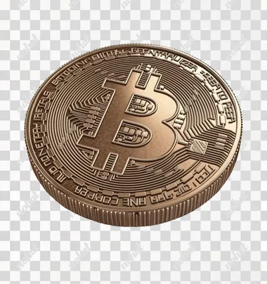 3D Bitcoin coin on a white background, high resolution, high quality, in the style of clipart style.