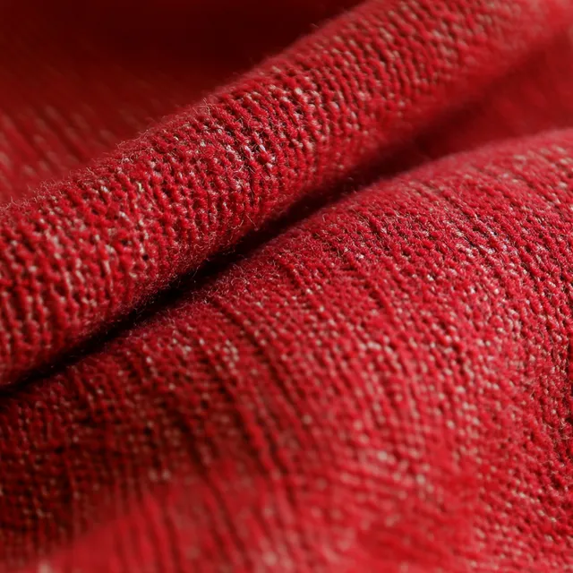 Red silk fabric close-up for clothing display in e-commerce, detailed texture