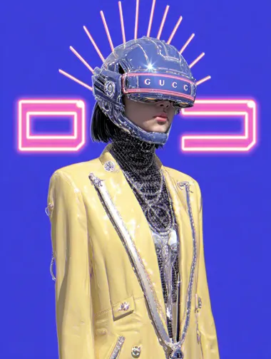 Detailed synthwave fashion illustration , Gucci VR headset visor in stunning model   --exp 20 rofile ww8z4tn 2utajzb 8qz6m9k 7agdten