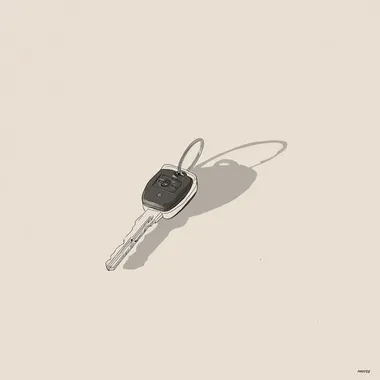 vintage car key illustration, line work illustration --raw rofile yutfu8v