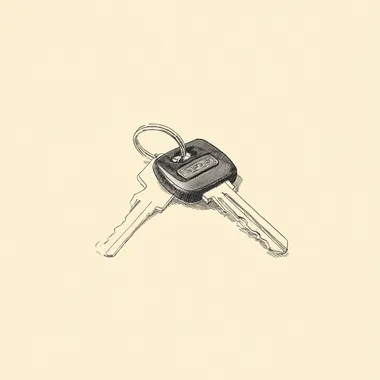 vintage car key illustration, line work illustration --raw rofile yutfu8v