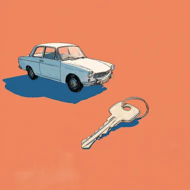 vintage car key illustration, line work illustration --raw rofile yutfu8v
