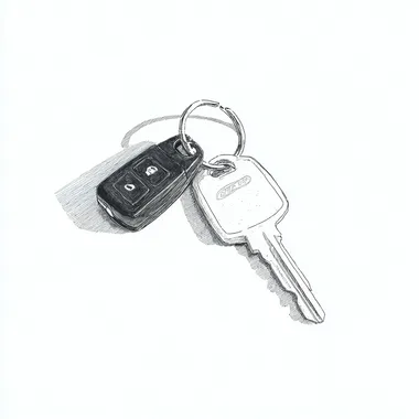 vintage car key illustration, line work illustration --raw rofile yutfu8v