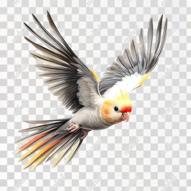 Elegant Cockatiel in Flight