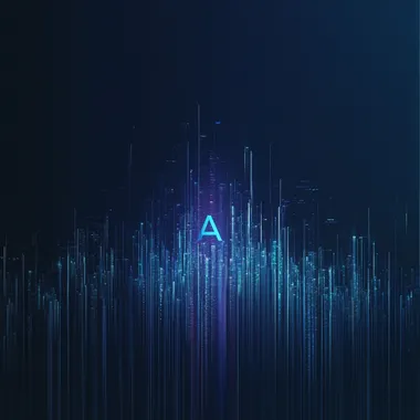 A dark blue background, a sense of technology, with data texture, a letter AI in the center of the picture, a clean background--16:9