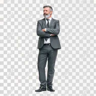 confident mature businessman in formals standing isolate white background --raw