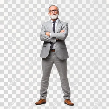 confident mature businessman in formals standing isolate white background --raw