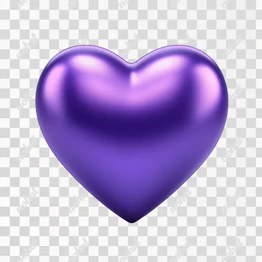 3D purple heart icon on a white background. The image is high resolution, high quality, with high detail, high definition, high sharpness, high focus, and high clarity.