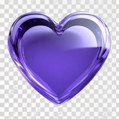 3D purple heart icon on a white background. The image is high resolution, high quality, with high detail, high definition, high sharpness, high focus, and high clarity.