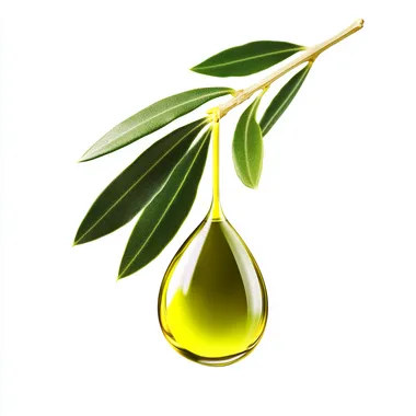 Olive oil drop dripping from fresh olive fruit isolated on white background.