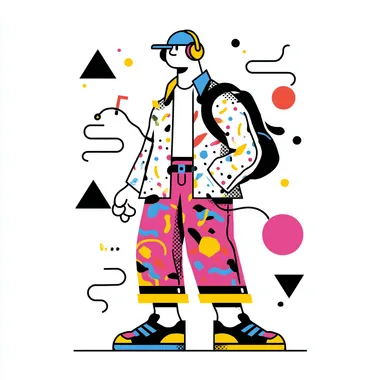 placeholder illustration,minimal, street art, funny, colorfull, 90's, kurzgesagt graphic style, white background,