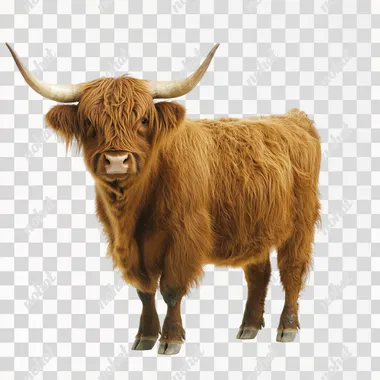 highland coo isolated on a white background  --s 50