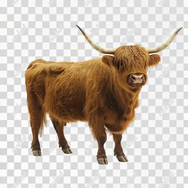 highland coo isolated on a white background  --s 50
