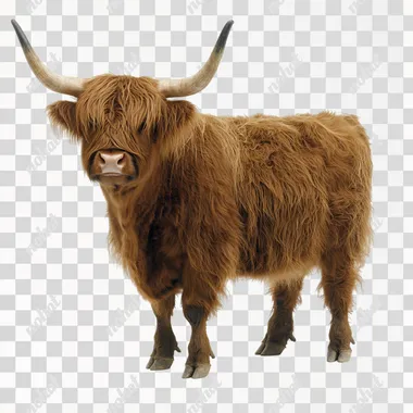 highland coo isolated on a white background  --s 50
