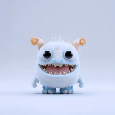 a 3d chibi character of an funny monster, simple detailed, 3d rendering, 3D model for 3D printing using a blender, white background --s 60