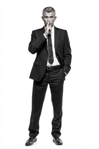 A SECRET SERVICE AGENT ISOLATED ON A WHITE BACKGROUND