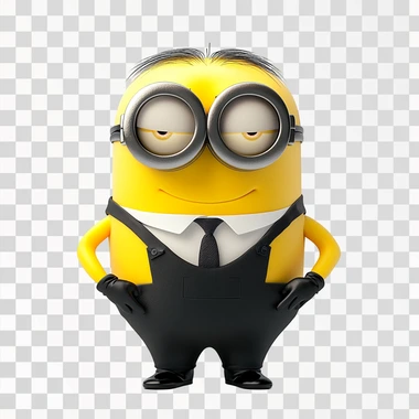 A minion dressed as a consultant. White background.