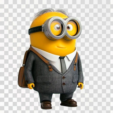 A minion dressed as a consultant. White background.