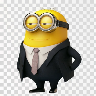 A minion dressed as a consultant. White background.
