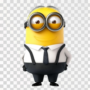 A minion dressed as a consultant. White background.