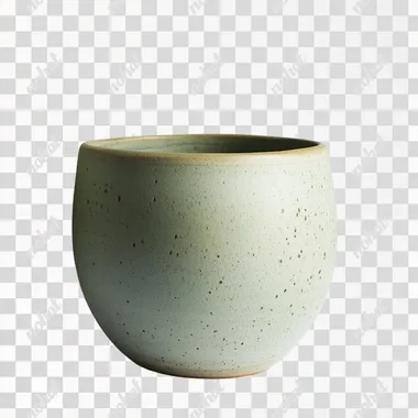 green ceramic flower pot, slightly rounded bottom edge, matte finish, gray speckled glaze, soft texture --s 0