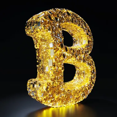 Bitcoin symbol floating within yellow digital encryption