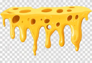 Molten cheese with holes in them dripping on wall, no shadows, flat illustration vector, isolated on white background