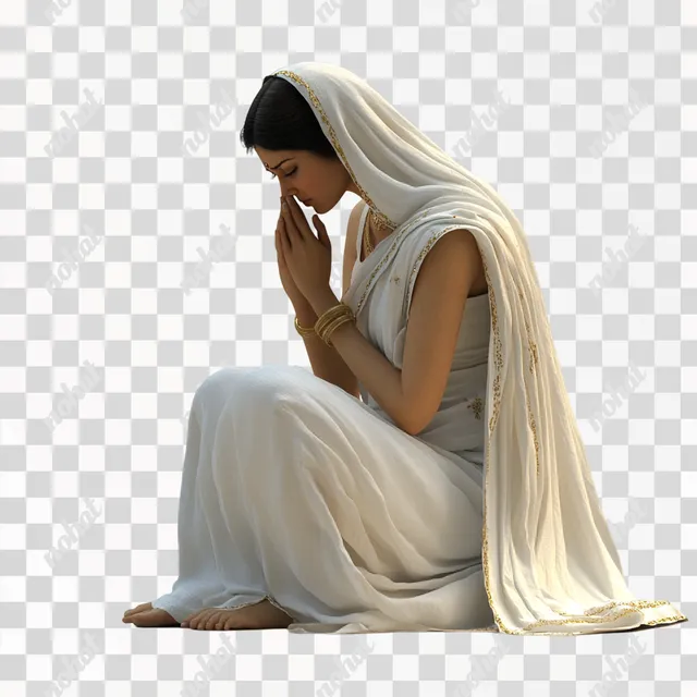 Silent Grief: A Widow's Reflection in White