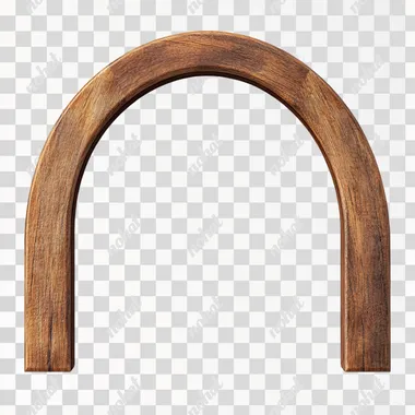 wooden arch shape board on a white background high definition ultra realistic