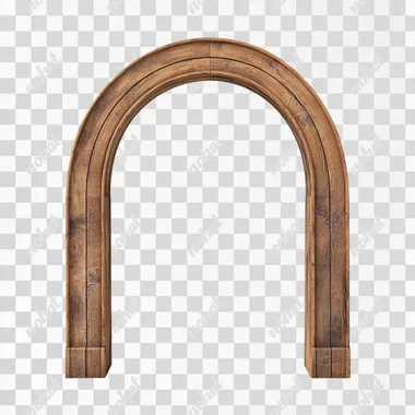 wooden arch shape board on a white background high definition ultra realistic