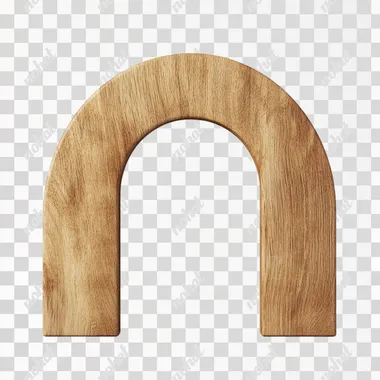 wooden arch shape board on a white background high definition ultra realistic
