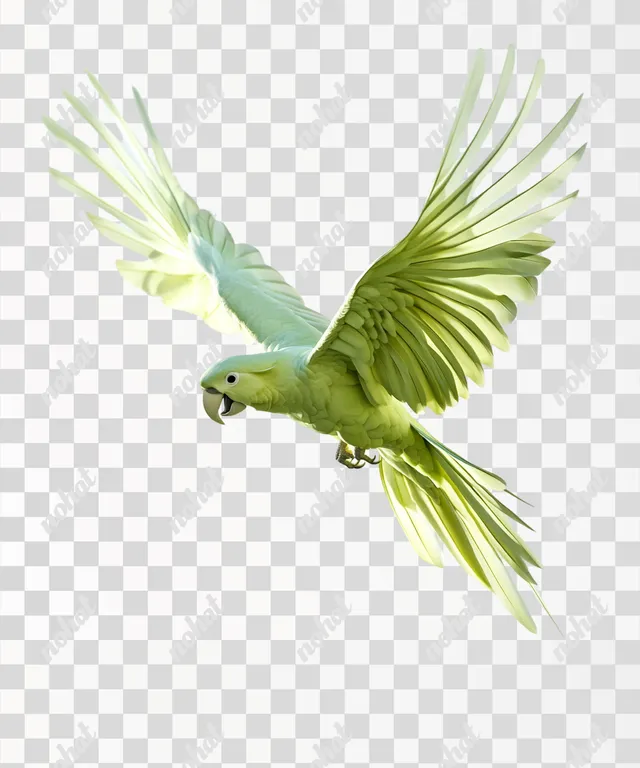Majestic Green Parrot in Mid-Flight: A Cinematic Capture