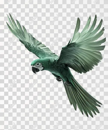 hyperrealistic isolated green-parrot-flying-wings-spread, smooth-light-effect, white-flat-background, ultrarealistic, ultradetailed, 8k, cinematic shot, full-body, full-body-shot, open-shot