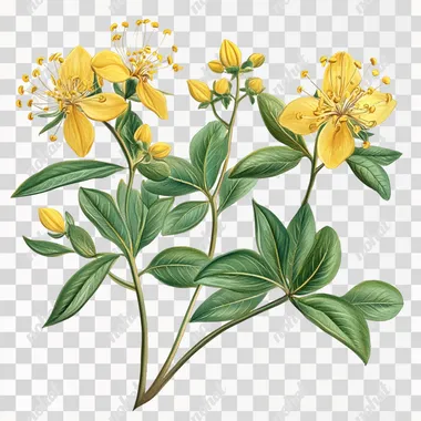 Hypericum plant illustration on a white background