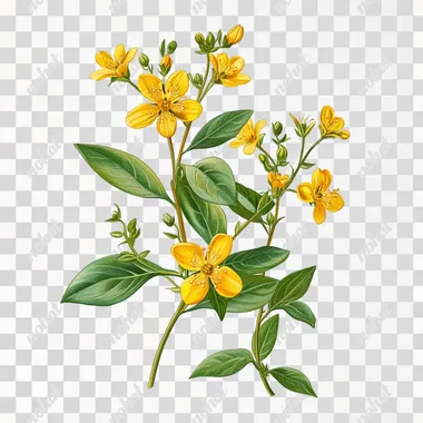 Hypericum plant illustration on a white background