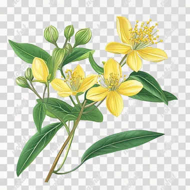 Hypericum plant illustration on a white background